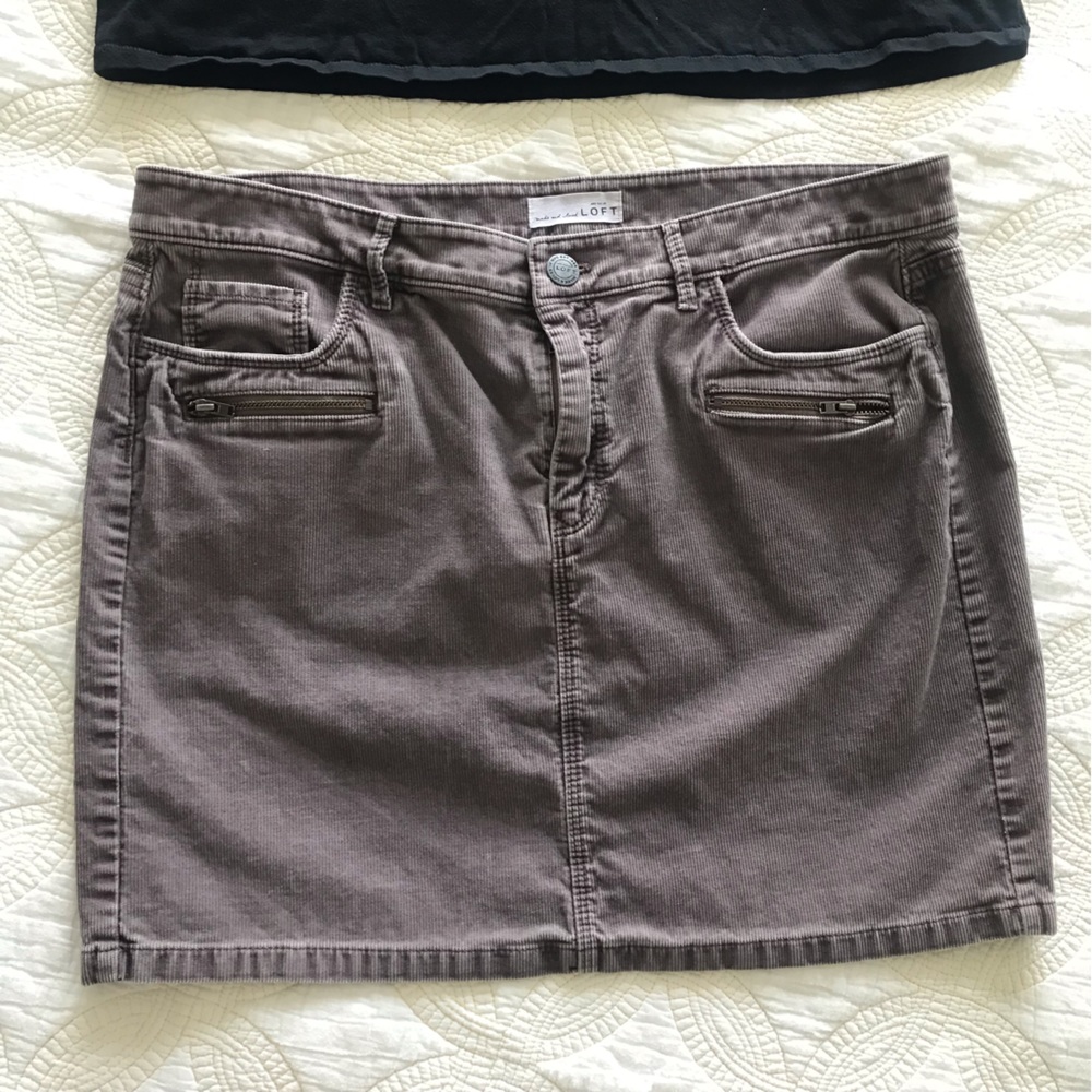 Gray corduroy Ann Taylor LOFT mini skirt